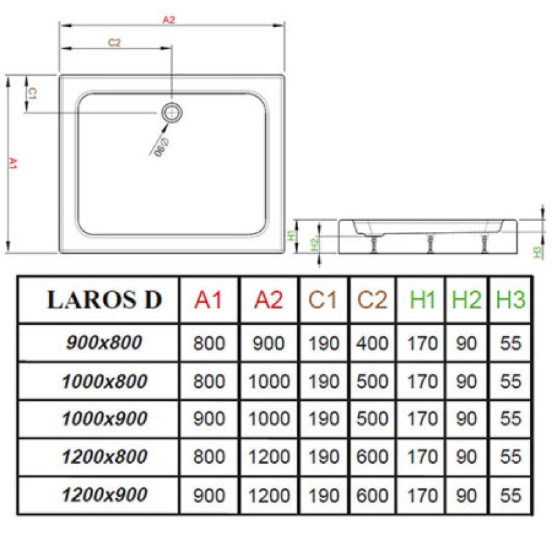 Душевой поддон RADAWAY Laros D Compact 1000х900х170 SLD91017-01