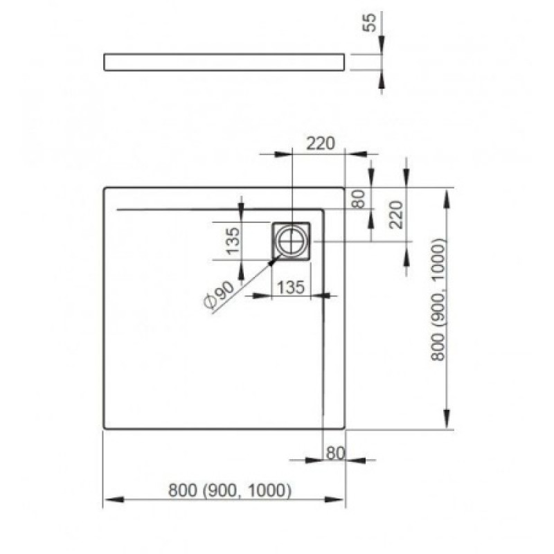 Душовий піддон RADAWAY Argos C 1000х1000х55 4AC1010-01
