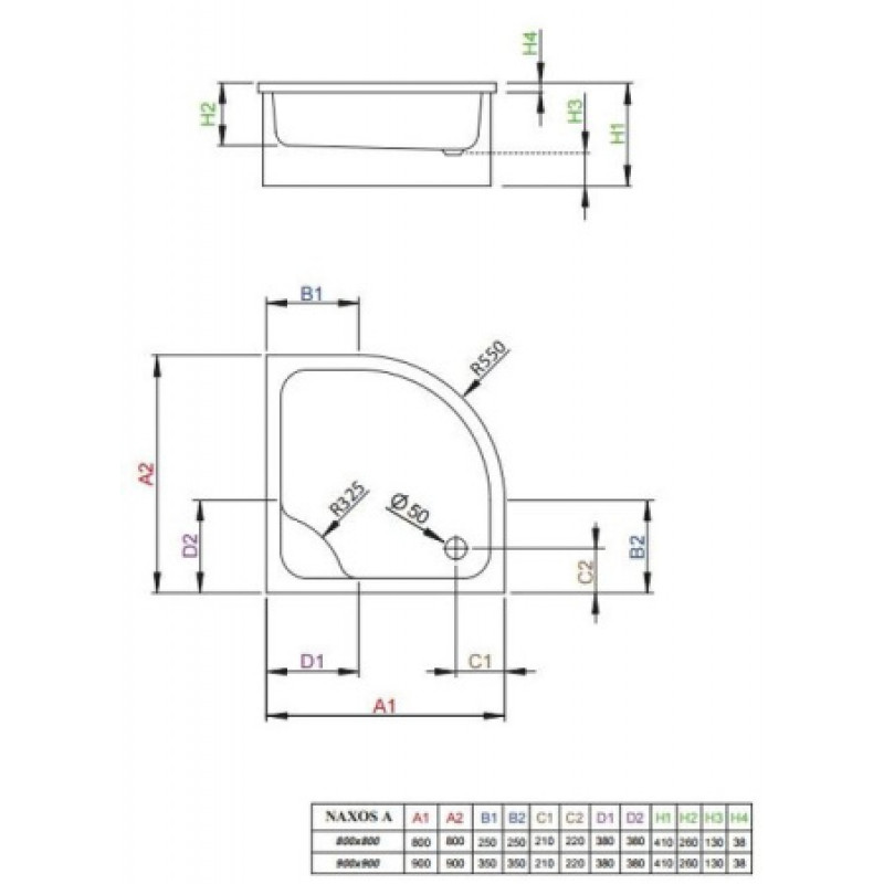Душевой поддон RADAWAY Naxos A 900х900х410 SBA9941-1