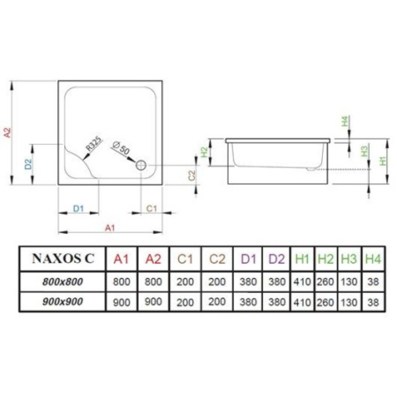 Душевой поддон RADAWAY Naxos C 900х900х410 SNC9941-28