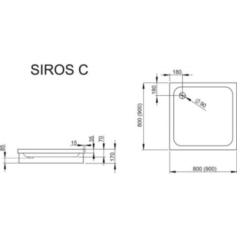 Душевой поддон RADAWAY Siros C 800х800х170 SNC8841-28