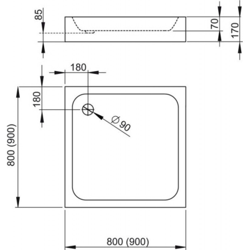 Душевой поддон RADAWAY Siros C Compact 900х900х170 SBC9917-2