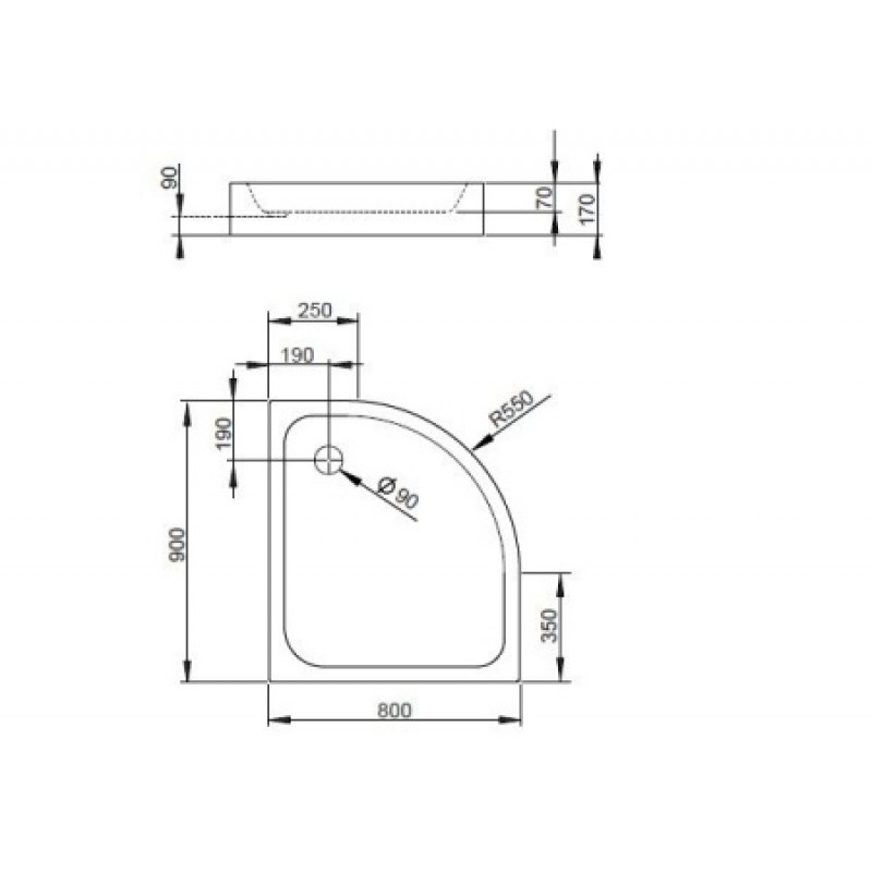 Душевой поддон RADAWAY Siros E Compact 800х900х170 SBE8917-1L