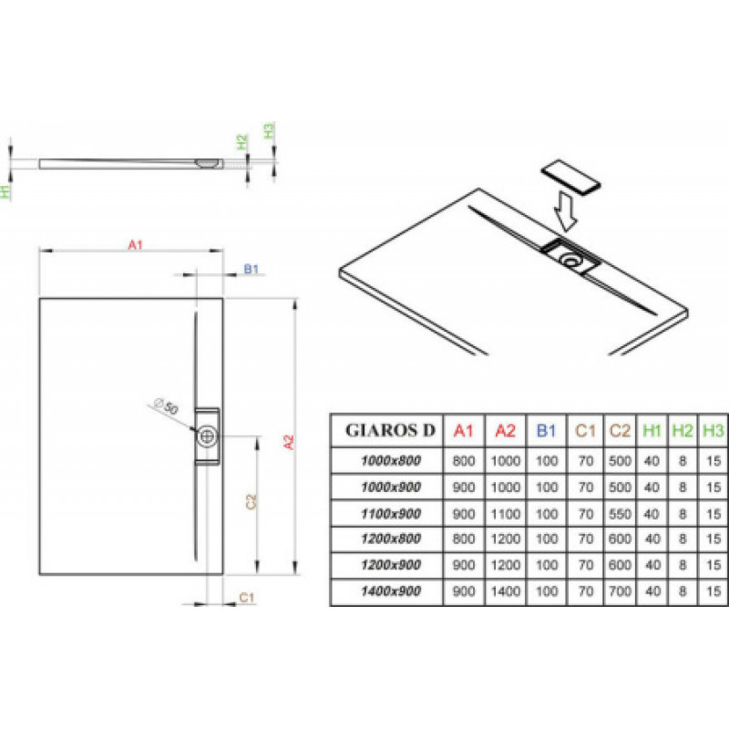 Душевой поддон RADAWAY Giaros D 1000х900х40 MKGD1090-03
