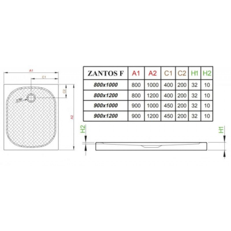 Душевой поддон RADAWAY Zantos F 1200х800х32 M3ZNF1280-06