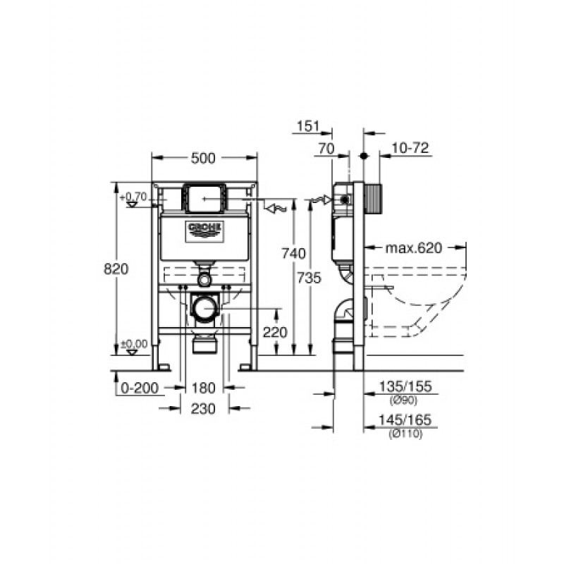 Инсталляция для унитаза Grohe Rapid SL 38526000