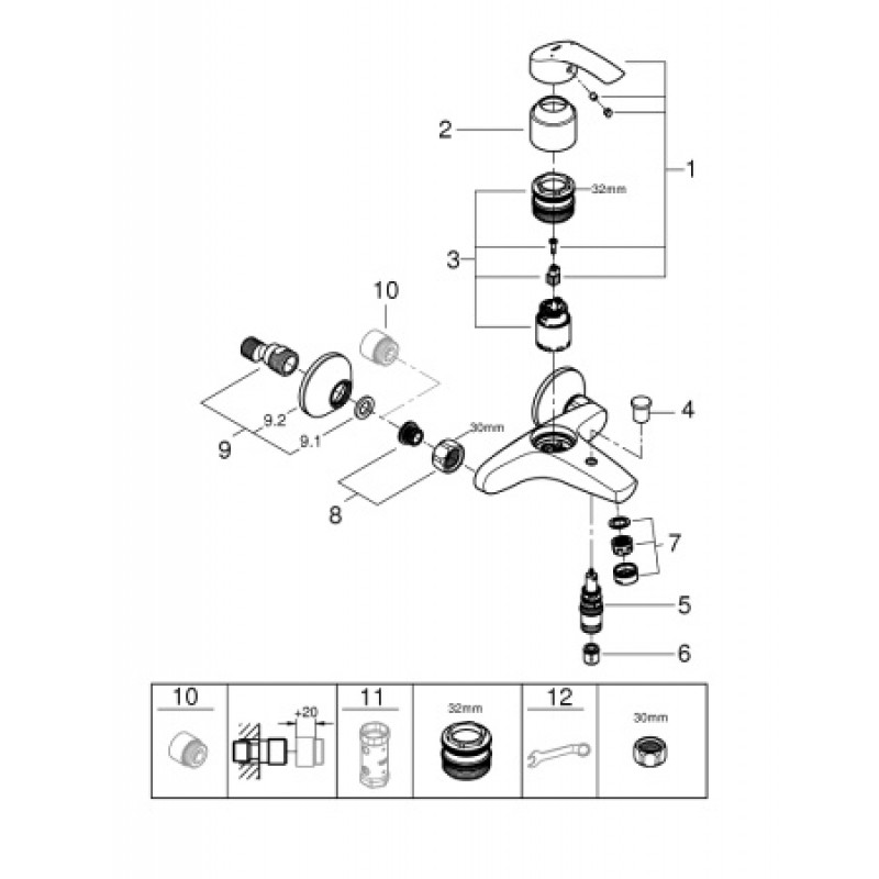 Смеситель для раковины Grohe Europlus S 32612002