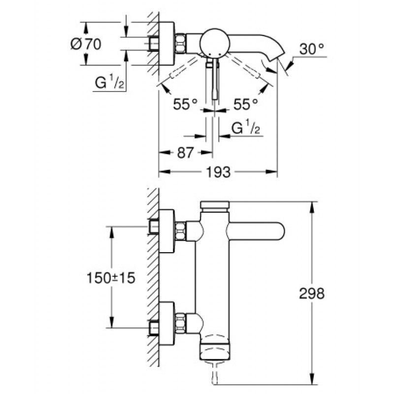 Смеситель для ванны Grohe Essence New 33624001