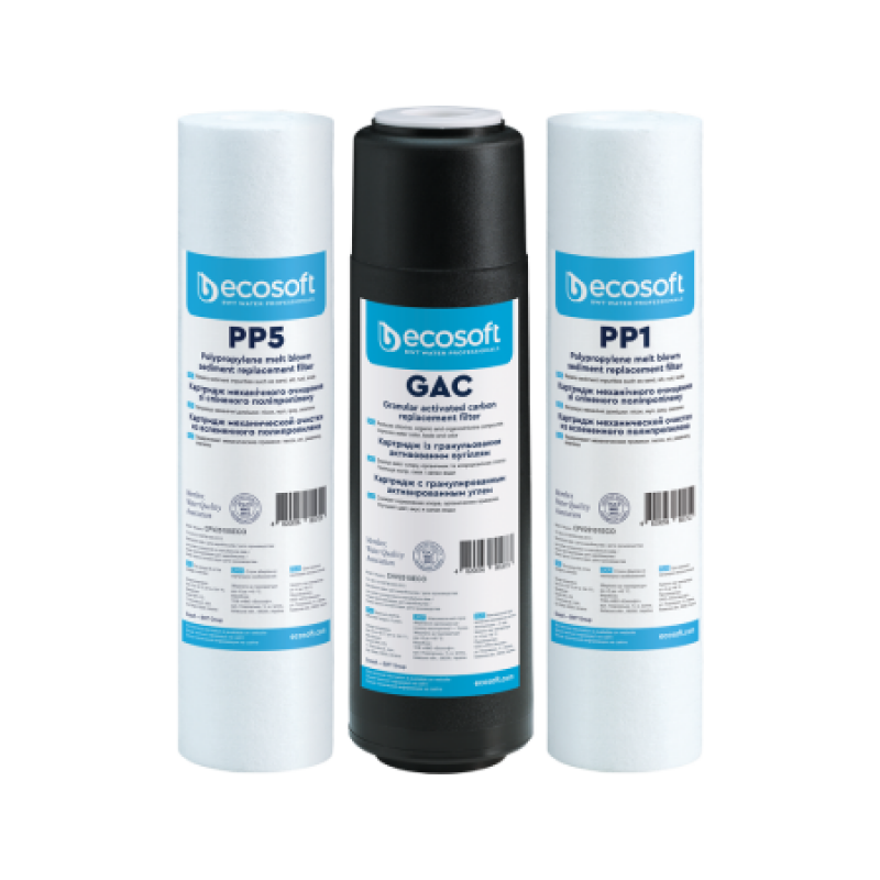 Комплект картриджей Ecosoft 1-2-3 для фильтров обратного осмоса CPV3ECOSTD