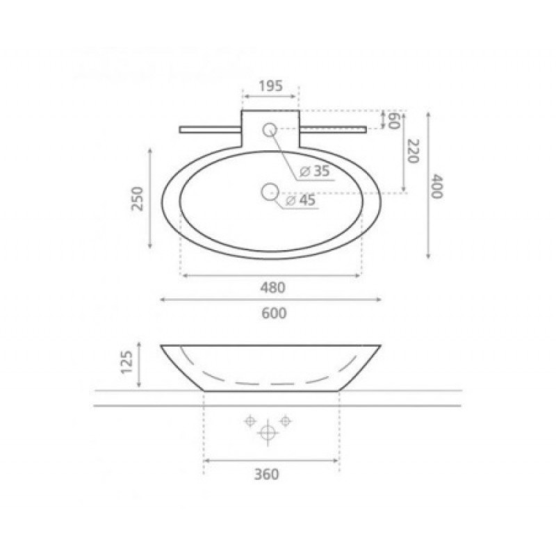Раковина Bathco TT2 600x400x125 мм 4010