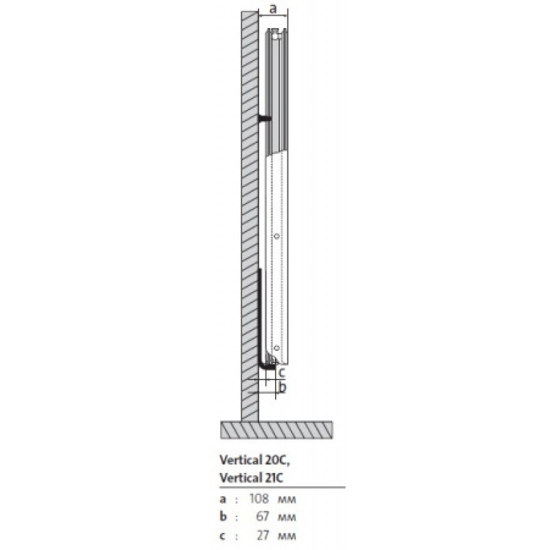 Стальной радиатор Purmo Vertical тип  21С, 1800x450 мм