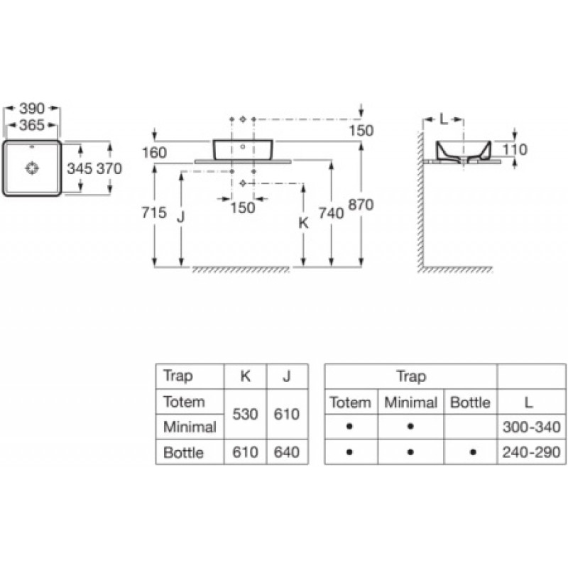 Раковина ROCA Alter 390х370 мм A3270ML000