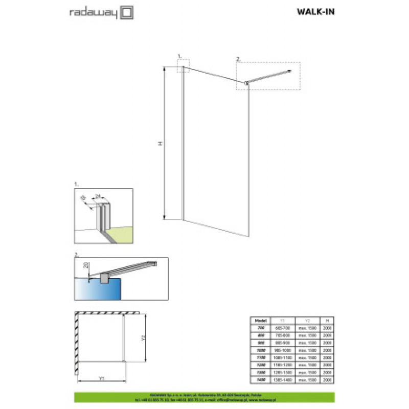 Душевая кабина Radaway Classic Walk-In 1300х2000 390130-01-01
