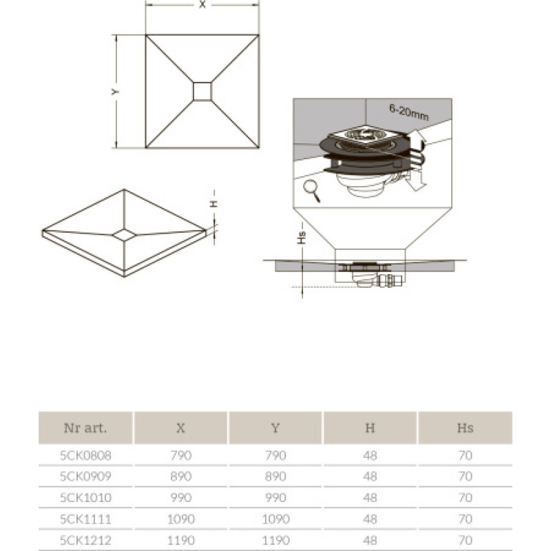 Душевая плита RADAWAY 890х890 5CK0909