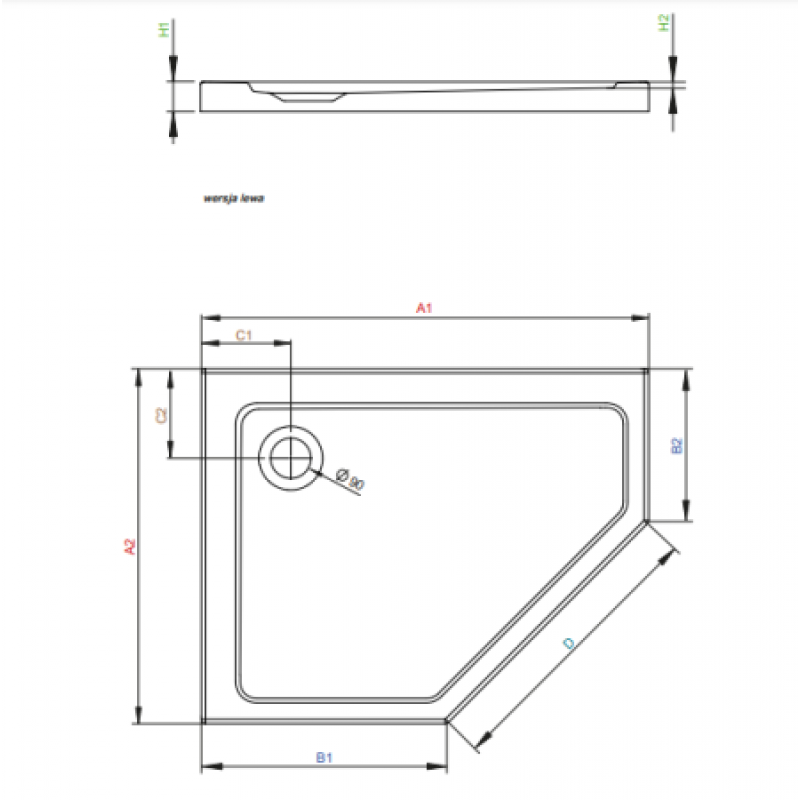 Душевой поддон RADAWAY Doros PT E 1000х900х50 R SDRPT1090-01-64SR