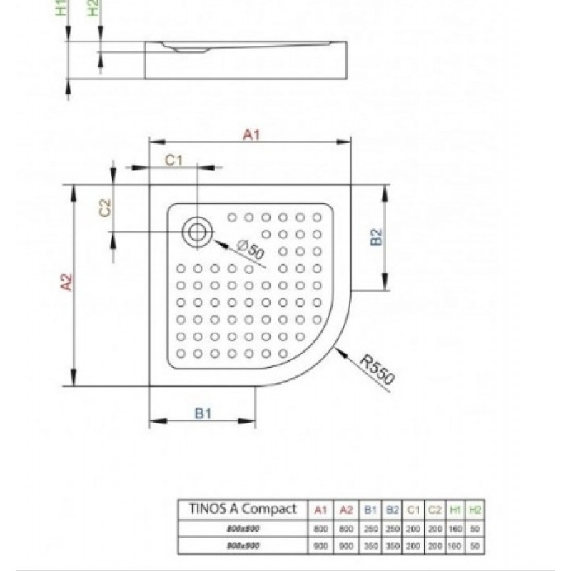 Душевой поддон RADAWAY Tinos A Compact 800х800х160 S4TIA8080-08