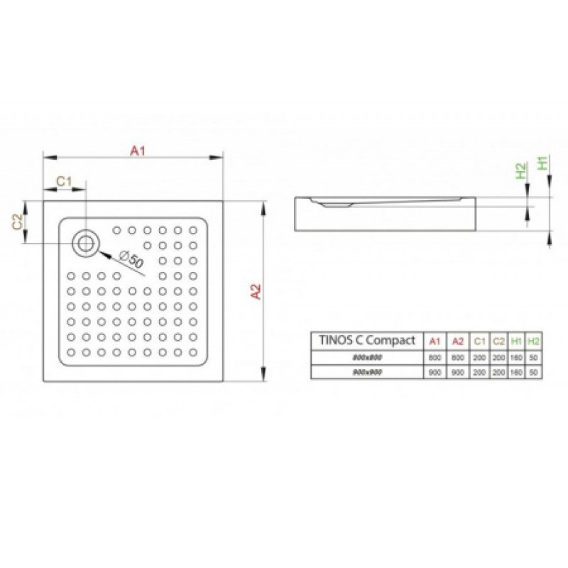 Душевой поддон RADAWAY Tinos C Compact 900х900х160 S4TIC9090-08