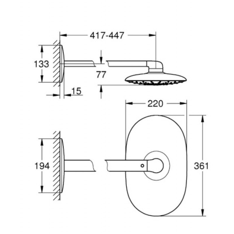 Верхний душ Grohe Rainshower 360 Mono 450 мм 26450000