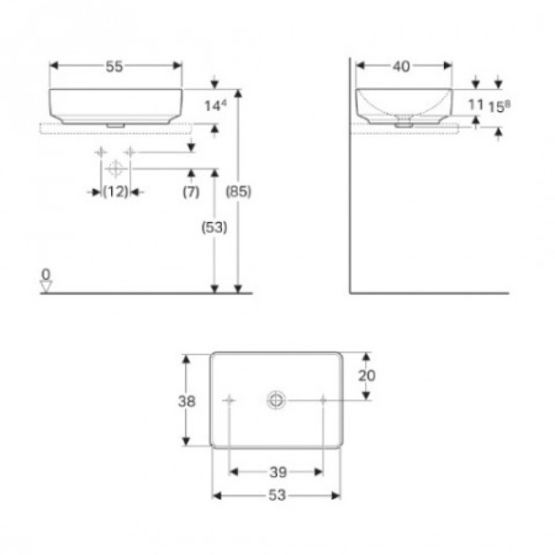 Раковина Geberit VariForm 550х400 мм 500.779.01.2