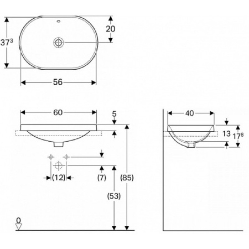 Раковина Geberit VariForm 600х400 мм 500.729.01.2