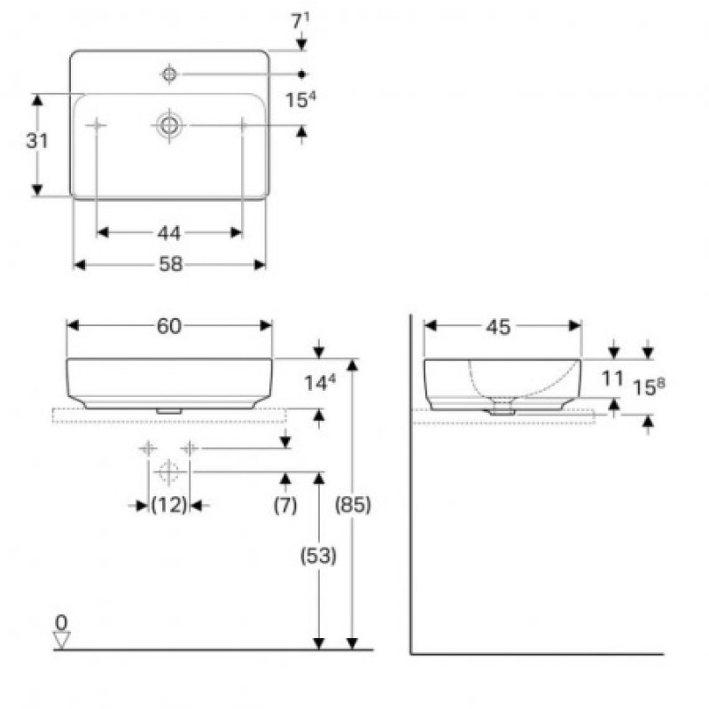 Раковина Geberit VariForm 600х450 мм 500.780.01.2