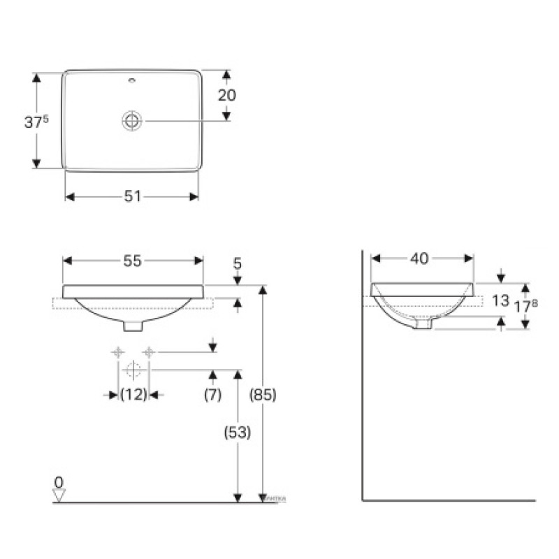 Раковина Geberit VariForm 550х400 мм 500.737.01.2