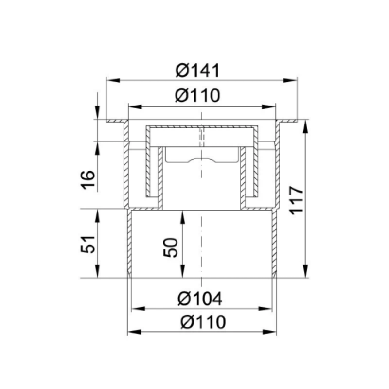 Корпус трапу з вертикальним випуском Styron STY-600-110