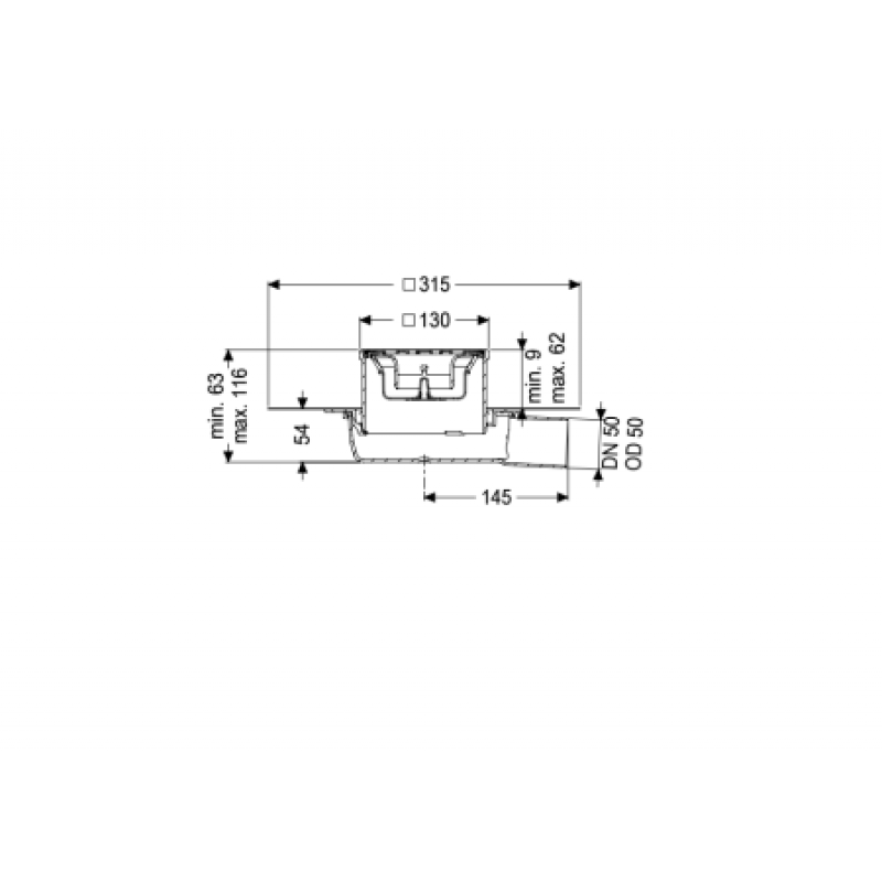 Корпус трапу Kessel горизонтальний Ultraflat54 DN50 44750