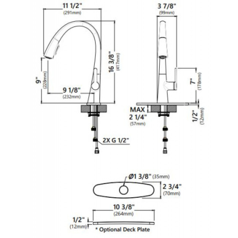 Змішувач для кухні Kraus KPF-1673CHWH