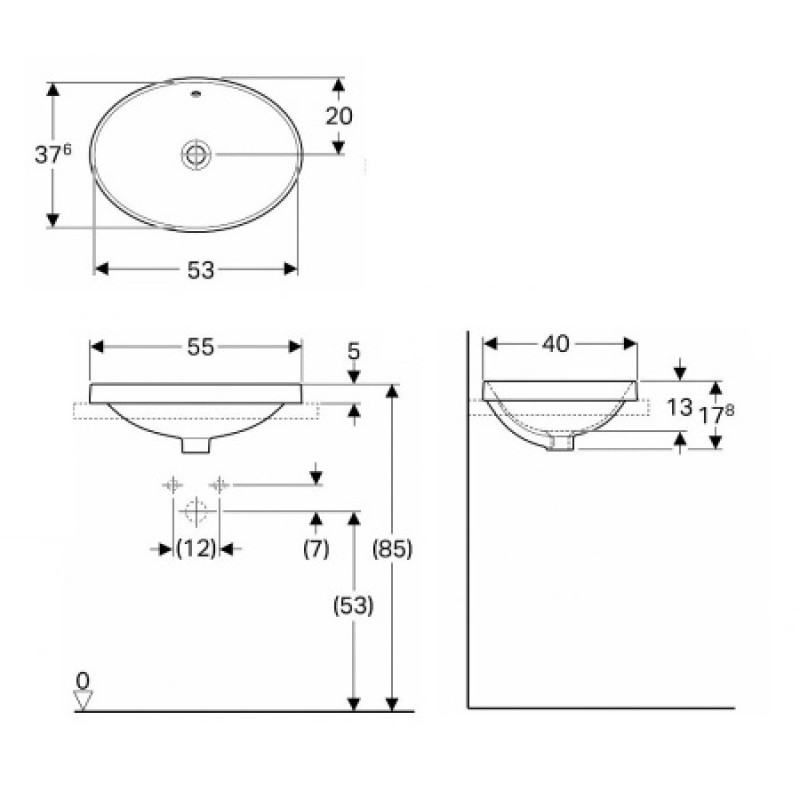 Раковина Geberit VariForm 550х400 мм 500.717.01.2