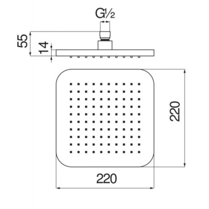 Верхний душ Nobili 220x220 мм AD139/79CR