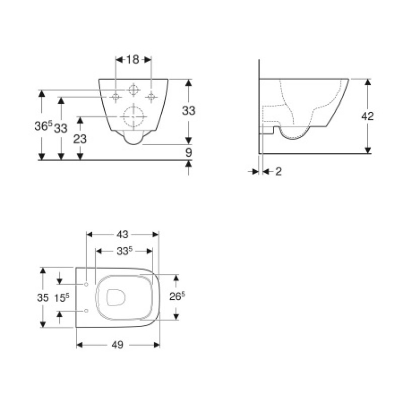 Унітаз підвісний Geberit Smyle Square Compact Rimfree 500.379.01.1