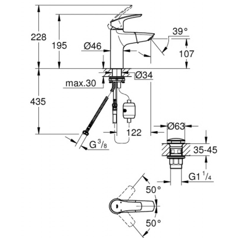 Смеситель для раковины Grohe Eurosmart 23976003
