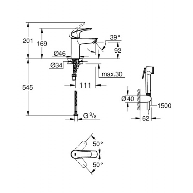 Змішувач для раковини Grohe Eurosmart 23124003