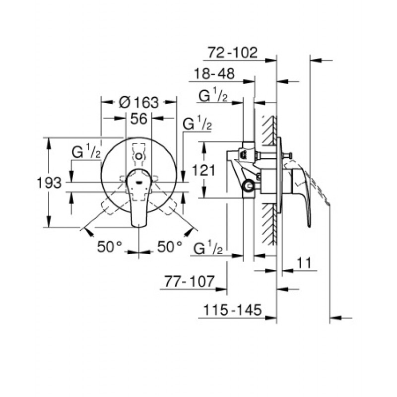 Смеситель скрытого монтажа Grohe Eurosmart 33305003