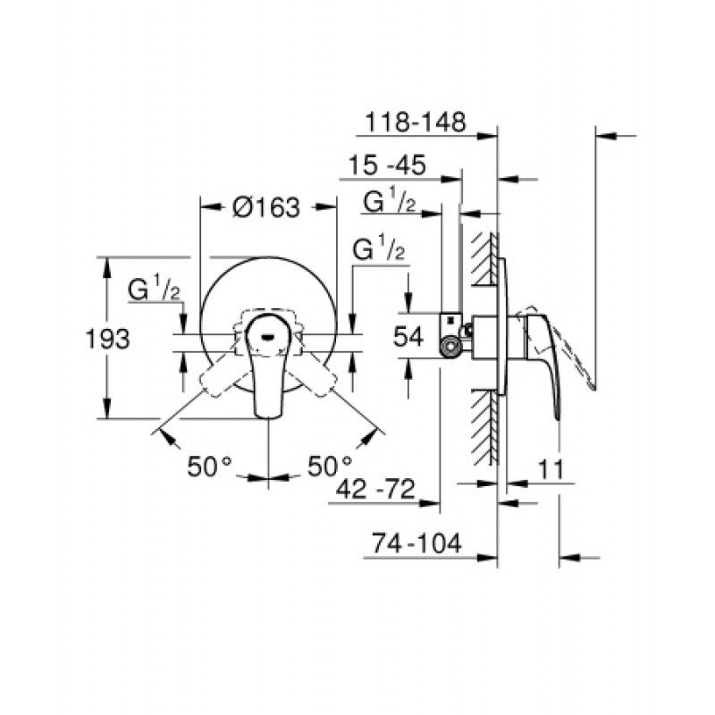 Змішувач прихованого монтажу Grohe Eurosmart 33556003