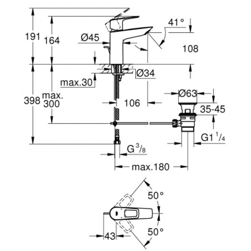 Змішувач для раковини Grohe BauLoop 23762001