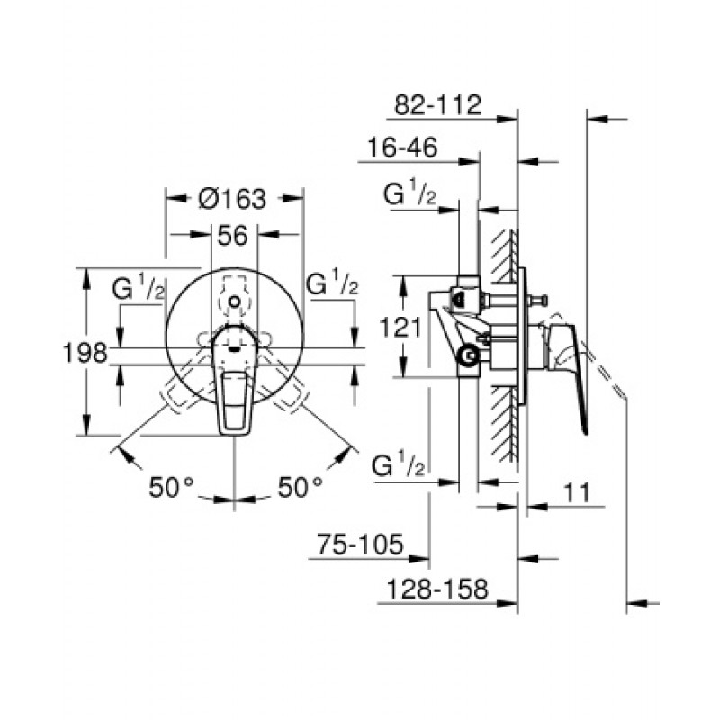 Смеситель скрытого монтажа Grohe BauLoop 29081001