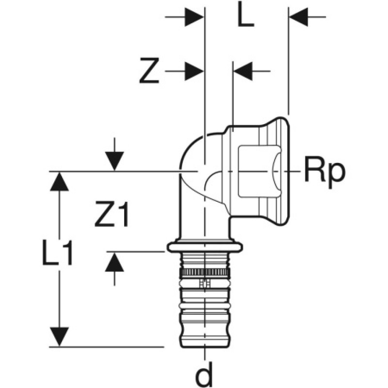 Колено настенное Geberit Mepla 16-1/2 L=3.6см 611.289.00.5