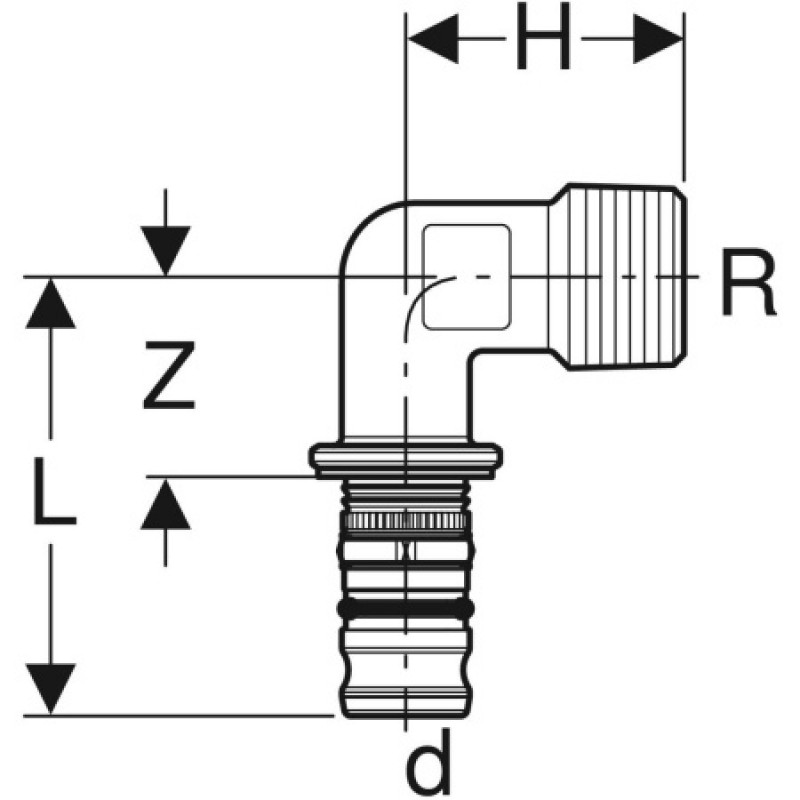 Коліно настінне Geberit Mepla 16-3/8 L=5.2см 611.274.00.5