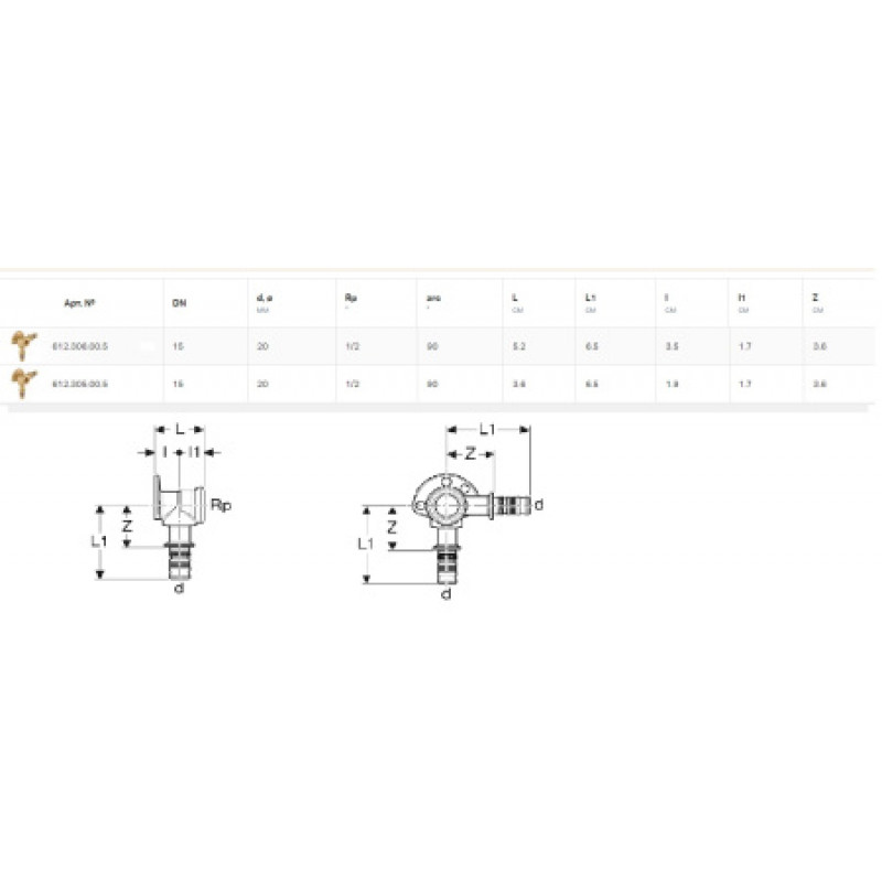 Колено настенное проходное Geberit Mepla 20-1/2 L=5.2см 612.305.00.5