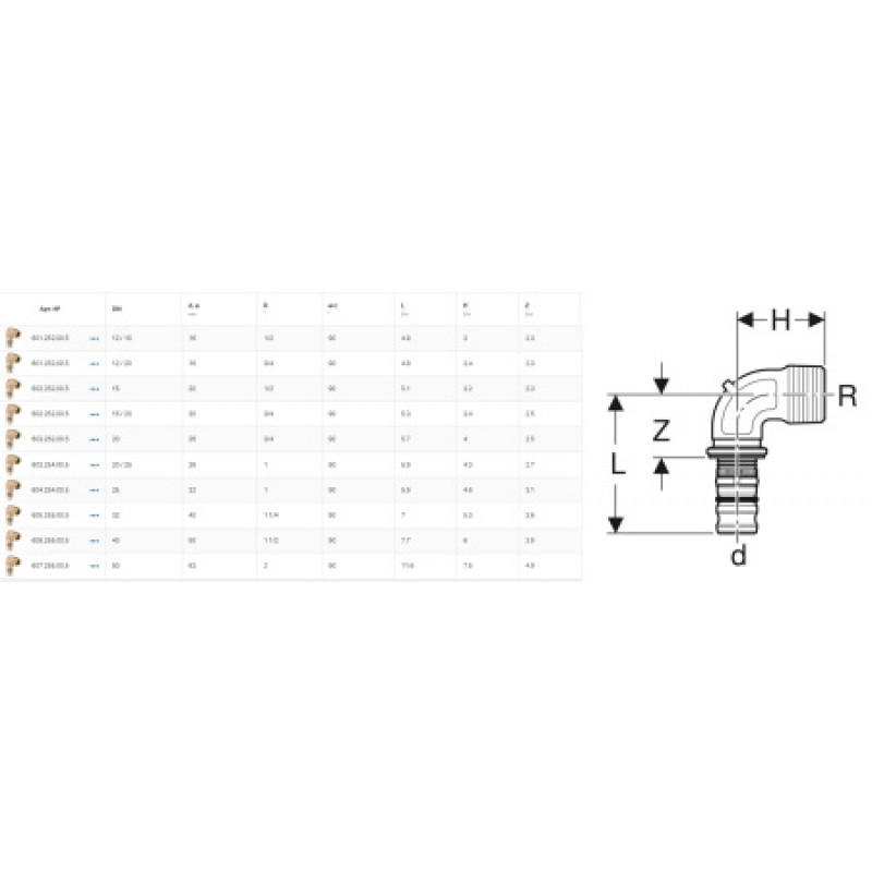 Колено переходное Geberit Mepla с наружной резьбой 16-1/2 601.252.00.5