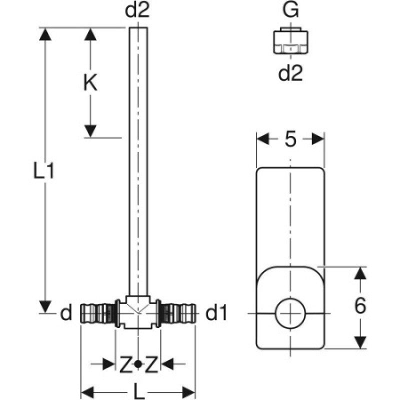 Перехідник Geberit Mepla з внутрішнім різьбленням 16-3/8 611.554.00.5