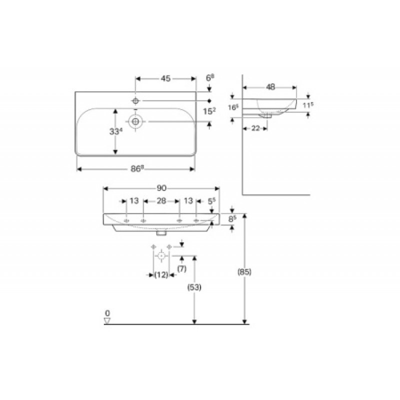 Раковина Geberit Smyle Square 900х480 мм 500.251.01.1