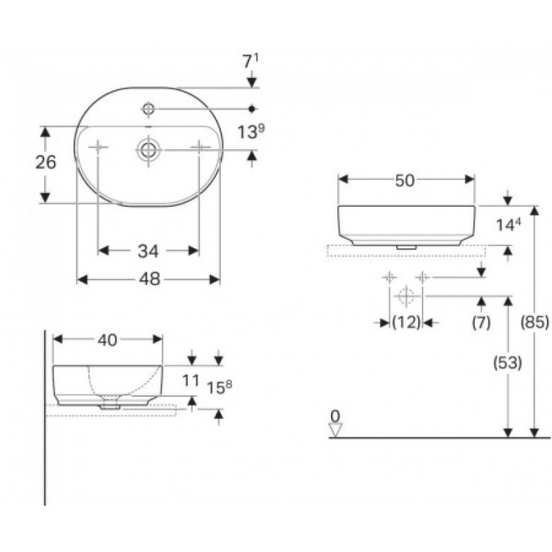 Раковина Geberit VaroForm 500х400 мм 500.775.01.2