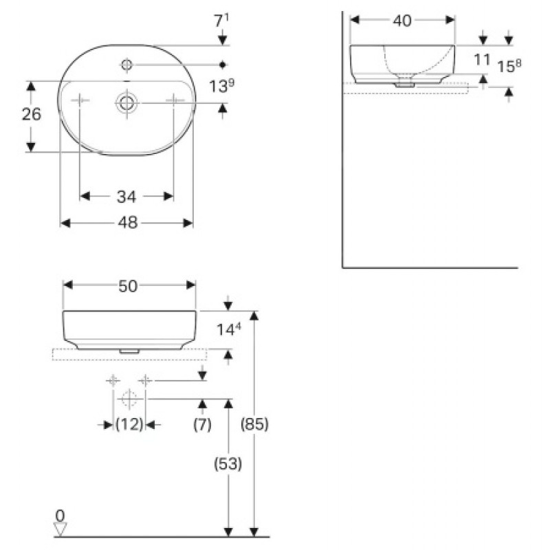 Раковина Geberit VaroForm 500х400 мм 500.775.01.2