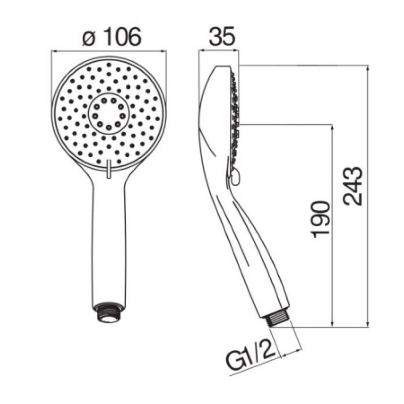 Душевая лейка Nobili 106 мм AD142/143CR