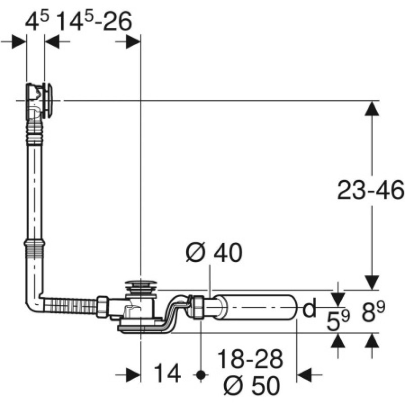 Сифон для ванны Geberit с кнопкой PushControl 150.756.21.6