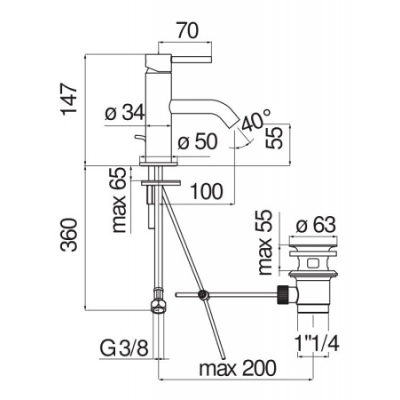 Змішувач для раковини Nobili Acquerelli AQ93118/1IX