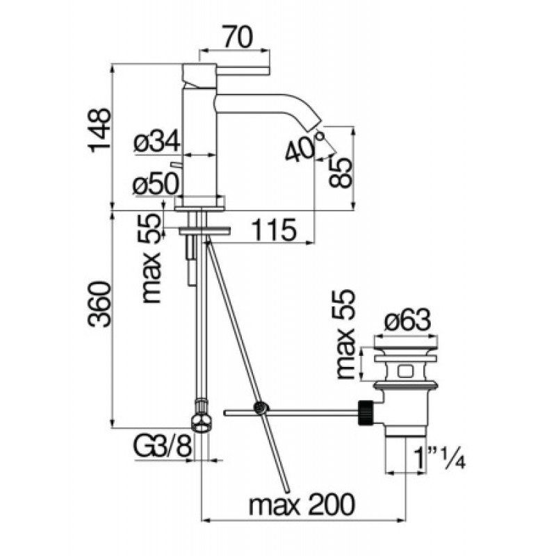 Змішувач для раковини Nobili Acquerelli AQ93118/15IX
